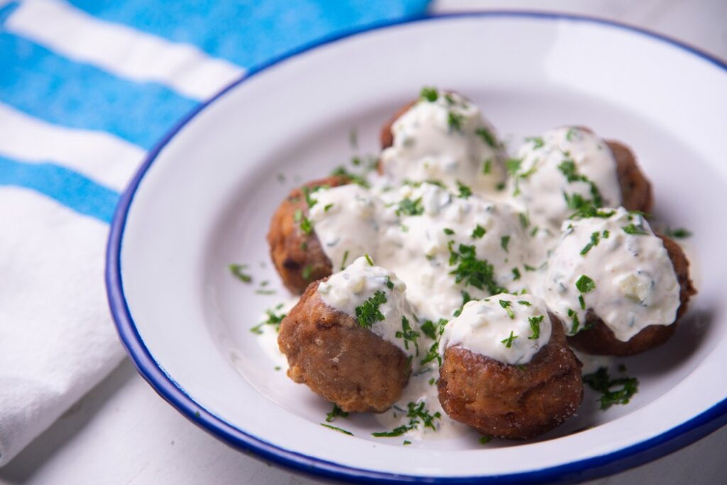 Greek Meatballs with Lemon Yoghurt Sauce